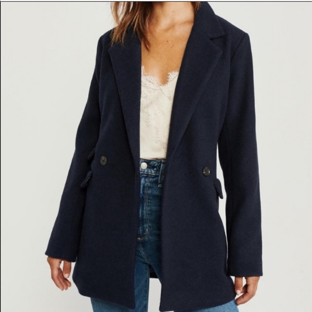A&F Wool Blazer Coat XXS Navy Blue